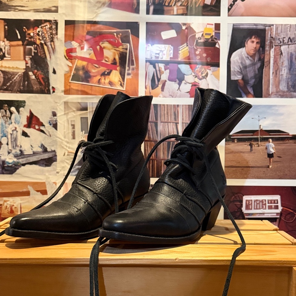 John Fluevog Black Lace-Up Women’s Ankle Boots